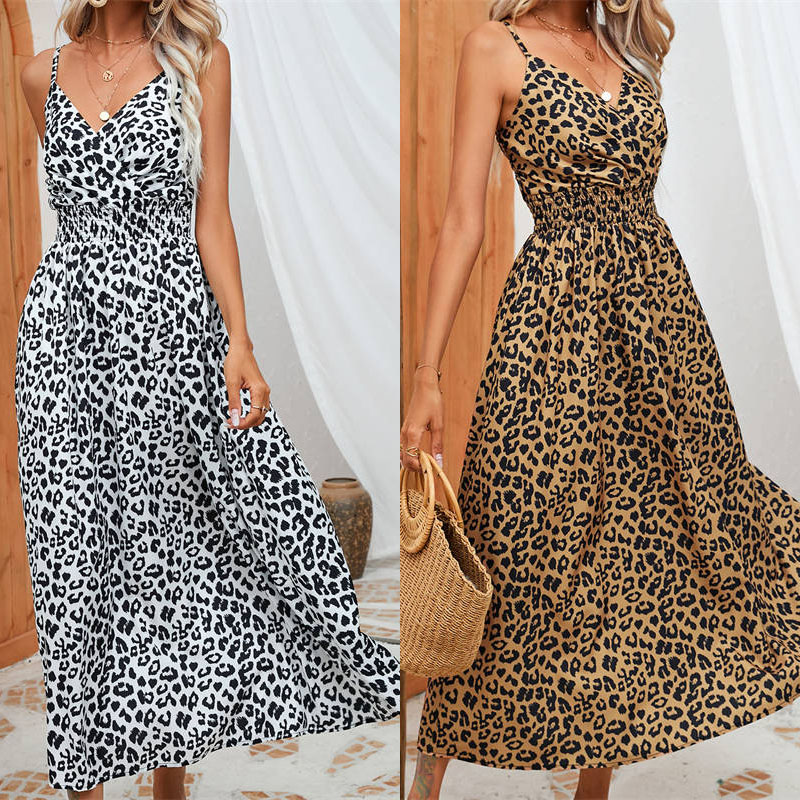 Dress Summer Leopard Print Sling Group Foreign Trade Women's Clothing Leopard Print - Image 25