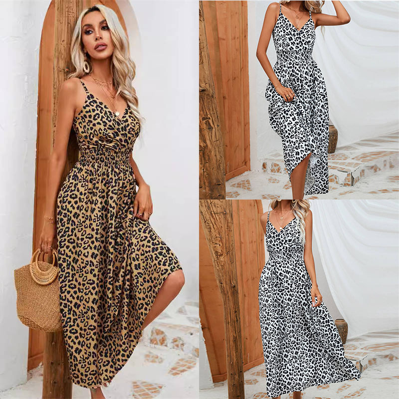 Dress Summer Leopard Print Sling Group Foreign Trade Women's Clothing Leopard Print - Image 26