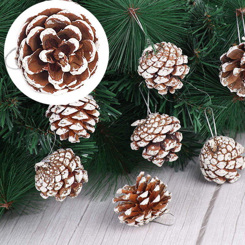 Christmas Decoration Natural Real Pine Cones Christmas Tree Pendant Accessories White Edge Pine Cones - Image 8