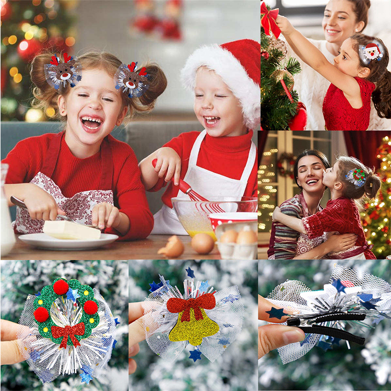 2PC Christmas Hairpin Headdress Children's Party Decor Cartoon Side Clip Christmas Duckbill Clip - Image 22