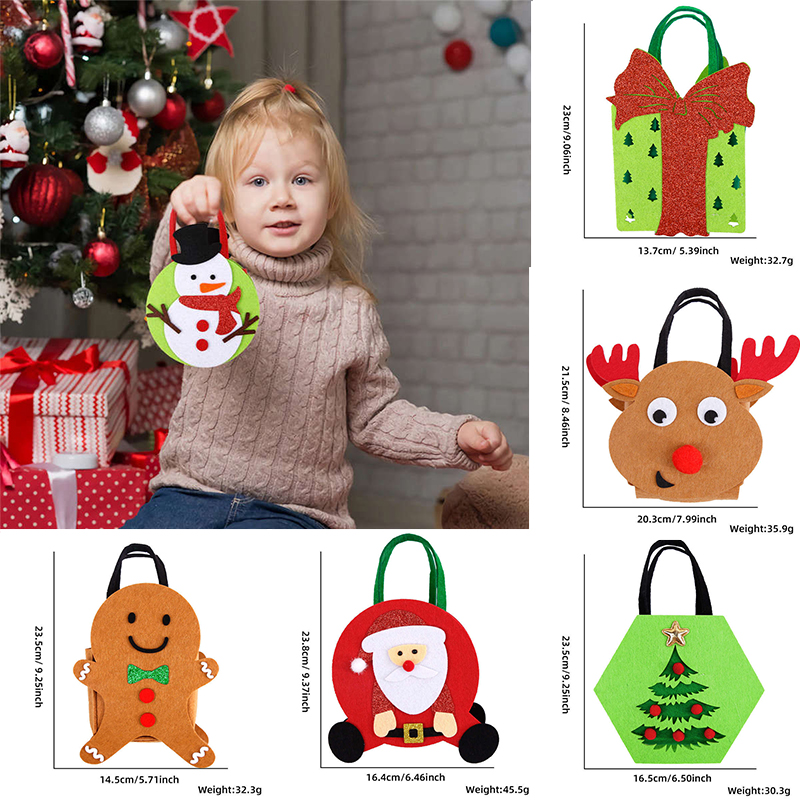 New Arrival Felt Christmas Handbag Christmas Eve Apple Bag Christmas Decorations Cartoon Elk Candy Bag - 图片 21