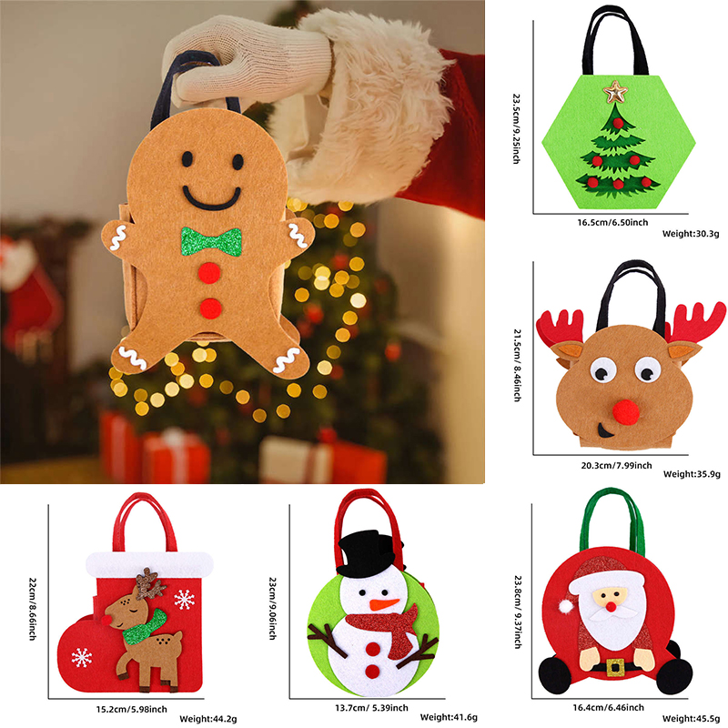 New Arrival Felt Christmas Handbag Christmas Eve Apple Bag Christmas Decorations Cartoon Elk Candy Bag - 图片 22