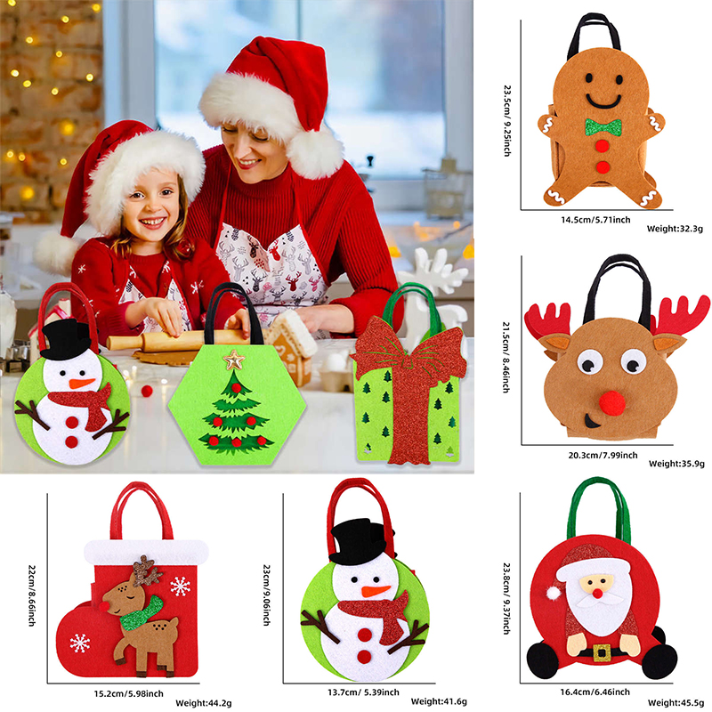 New Arrival Felt Christmas Handbag Christmas Eve Apple Bag Christmas Decorations Cartoon Elk Candy Bag - 图片 23