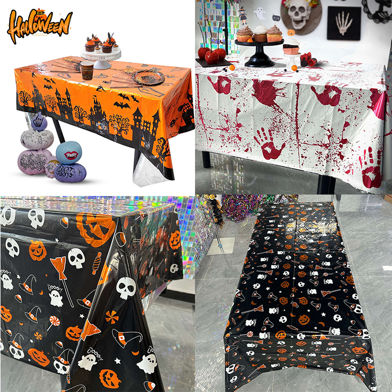 Halloween Party Decor Tablecloth Horror Party Supplies Bat Pumpkin Disposable Oil-Proof Tablecloth - Image 16