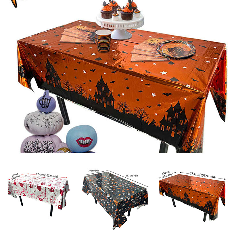 Halloween Party Decor Tablecloth Horror Party Supplies Bat Pumpkin Disposable Oil-Proof Tablecloth - Image 18