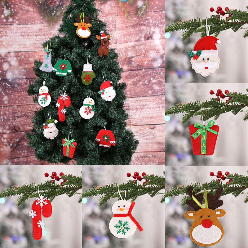 2PC Christmas Tree Decor Non-Woven Pendant Cartoon Old Elk Crutches Christmas Pendant - Image 17