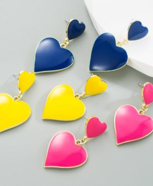 Simple Cute Love Heart Shape Earrings Female Alloy Electroplating Drop Personalized