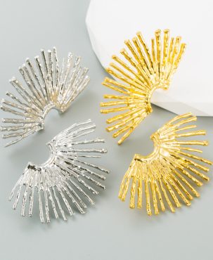 Exaggerated Earrings Alloy SUNFLOWER Nail Golden Punk EarDrop Fashion