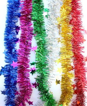 2PC Christmas Birthday Wedding Party Decor Color Stripes Ribbon Plastic Garlands