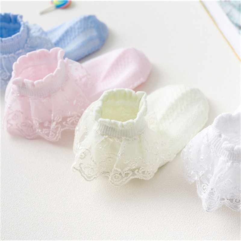 Children's Lace Socks Girls' Cotton Socks Spring and Autumn Thin Summer Japanese Lace Princess Short Socks Baby White Dance - 图片 15