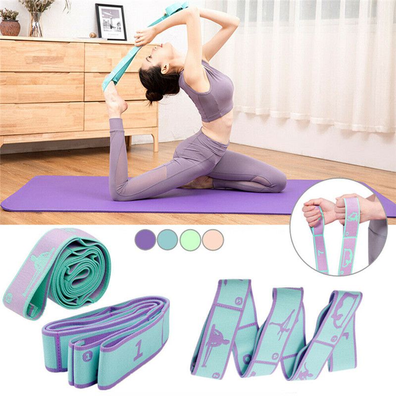 Yoga Belt with 10 Loops Gymnastics Dance Stretch Band Exercise Elastic Strap