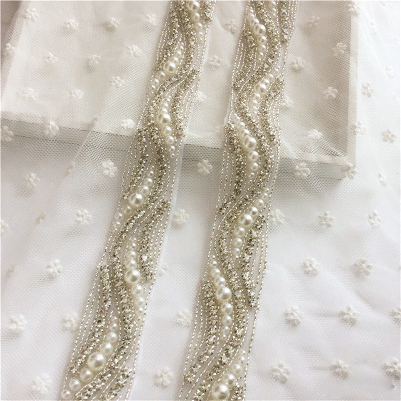 Hand-Sewn Rhinestone Bar Code Heavy Industry Diamond Decorations Wedding Dress Decoration Accessories Bridal Belt Accessories in Stock - 图片 7