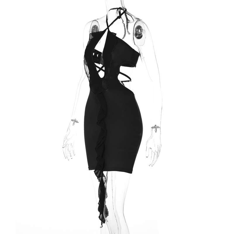 Women's Clothing Fashion Sleeveless Sexy Hollow Out Wooden Ear Backless Hip Skirt - 图片 13