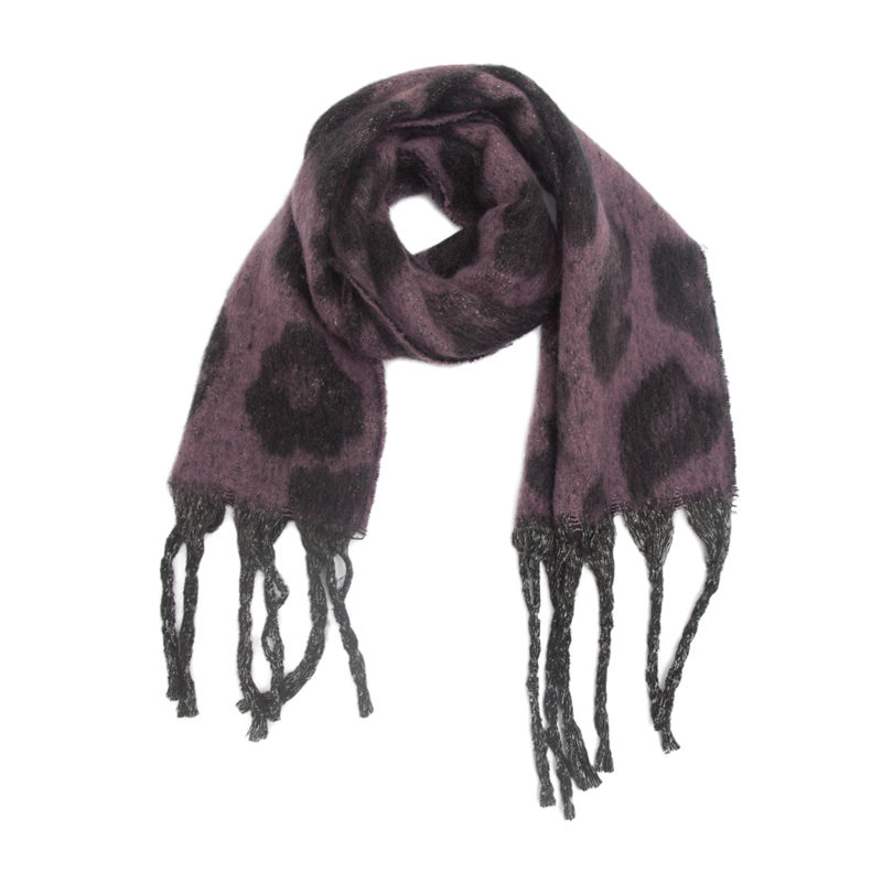 Shawl Winter Circle Yarn Coarse Tassel Jacquard Large Leopard-Print Scarf Keep Warm - 图片 21