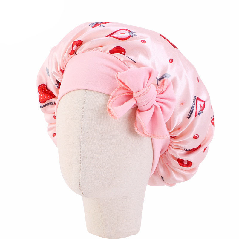 Children's Bow Satin Round Cap Baby Cute Nightcap Turban Hat - 图片 9