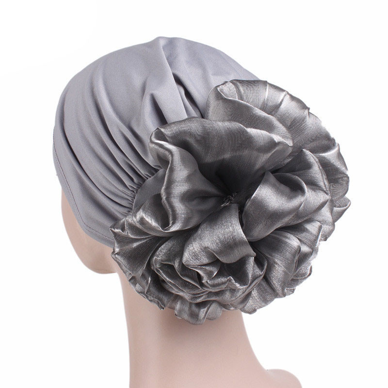 Women's Big Flower Elastic Fabric Sleeve Cap Chemotherapy Hat Muslim Headscarf - 图片 16