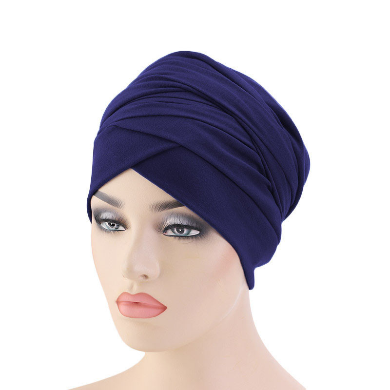 Stretch Cotton Long Tail Wrap Cap Scarf Hat Indian Hat Length End Cap - 图片 10