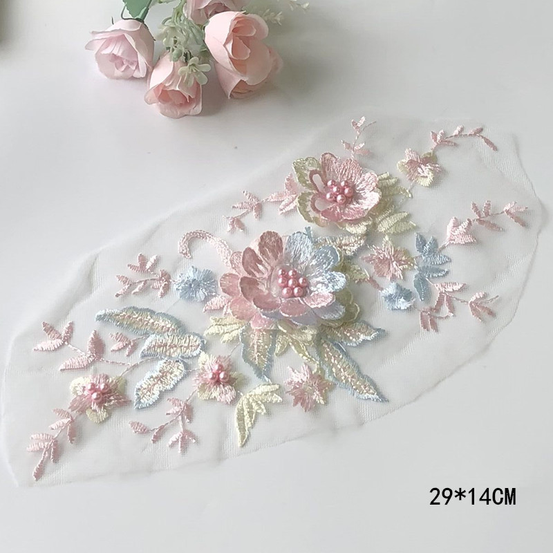 Three-Dimensional Flower Embroidered Cloth Stickers Beaded Mesh Lace Patch Wedding Dress Dress Clothing Decoration Accessories - Image 10