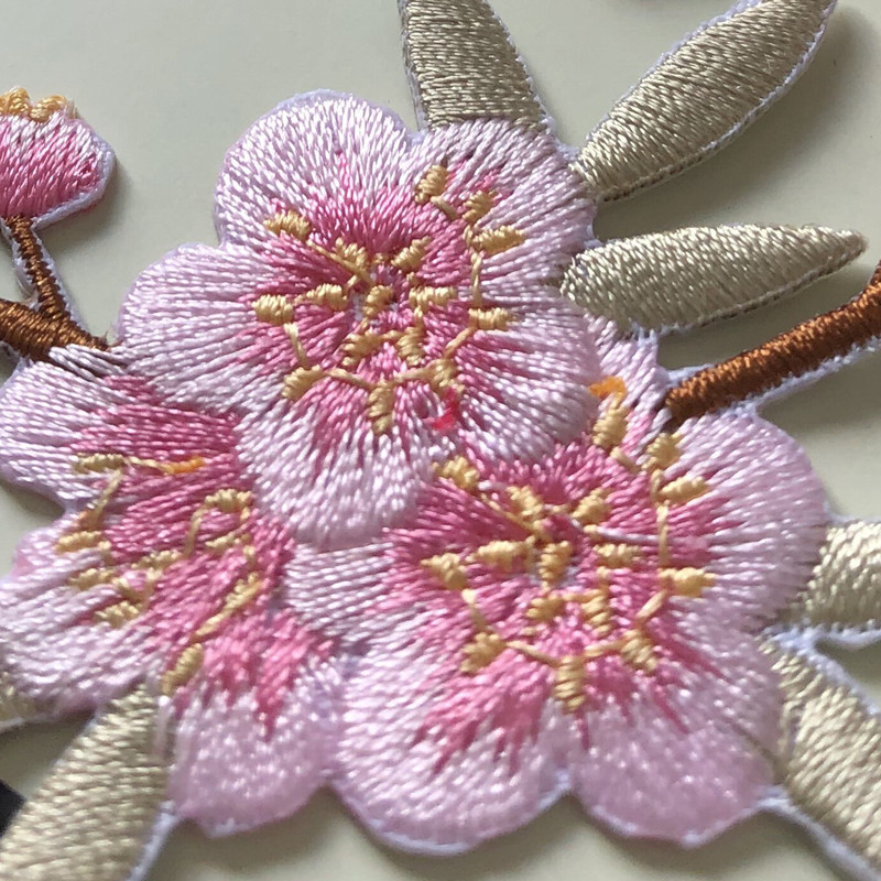Pink Plum Blossom Embroidery Cloth Stickers Patch Hole Clothes Skirt Cheongsam Decoration Accessories Diy Adhesive - 图片 12