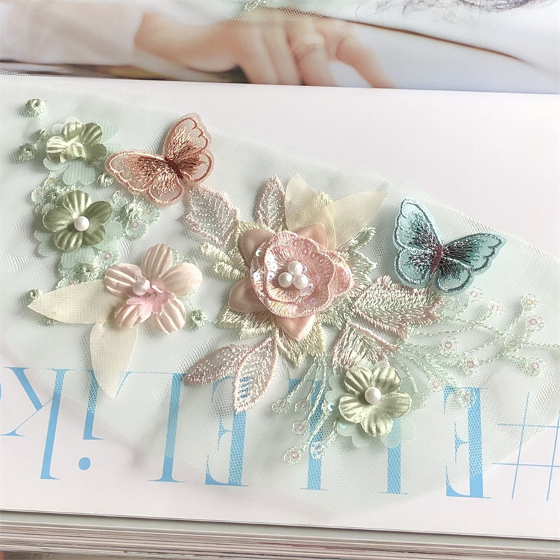 Three-Dimensional Sequin Flower Embroidery Beads Cloth Sticker Butterfly Patch Skirt Hanfu Decoration Accessories Diy - 图片 10