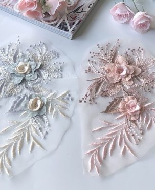 Three-Dimensional Flower Embroidered Cloth Stickers Mesh Patch Lace Applique Dress Hanfu Decoration Accessories Needle Sewing Diy