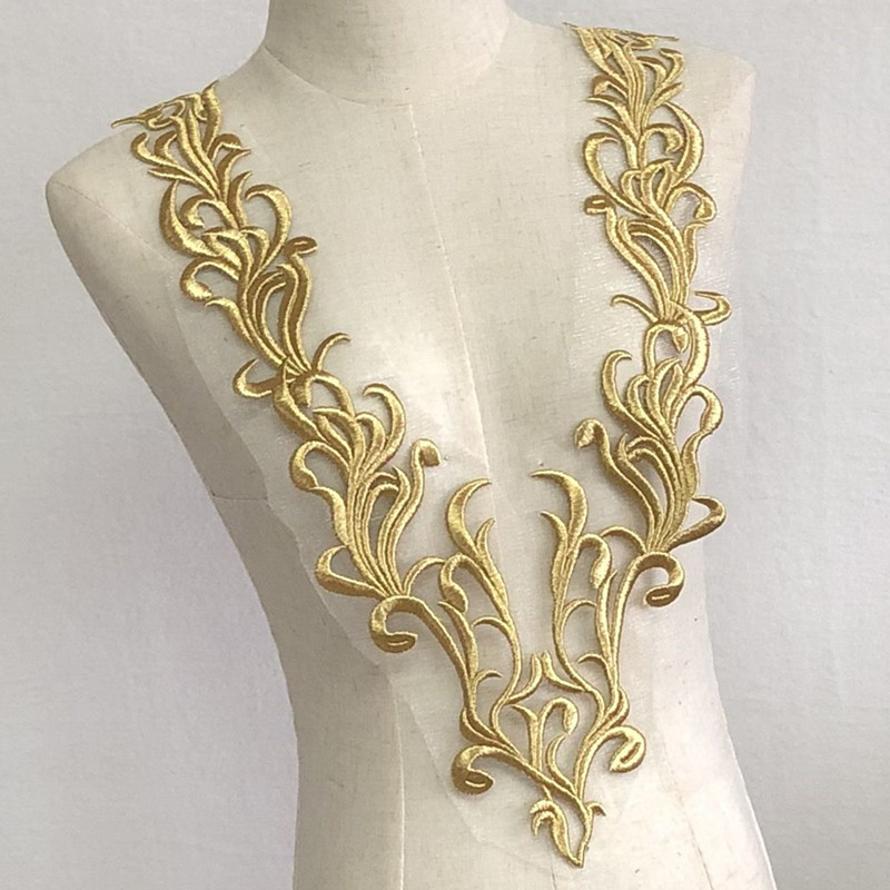 Gold Thread Mesh Embroidery Bow Tie Cloth Patch Dance Clothing Ornaments Accessories Hand Sewing Diy Large - 图片 7