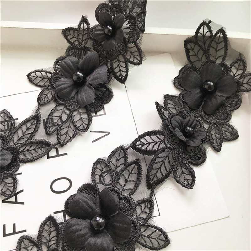 Organza Flower Lace Clothing Accessories Embroidery Mesh Lace Three-Dimensional Flower Diy Decoration Formal Dress Accessories - 图片 7