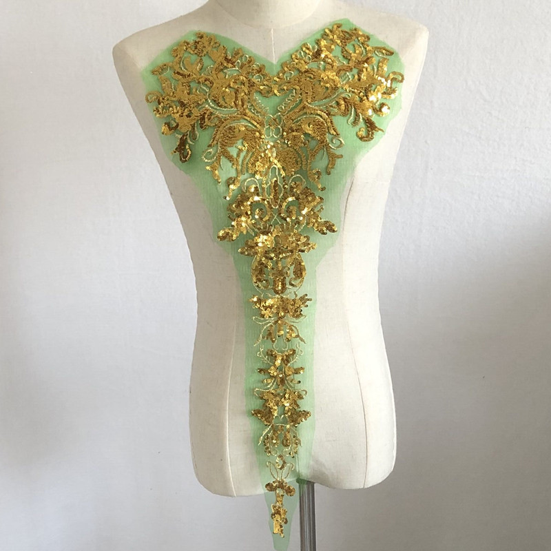 Golden Sequin Gauze Embroidered Flower Cloth Sticker Clothes Skirt Decorative Large Patch Accessories Large Diy - Image 9