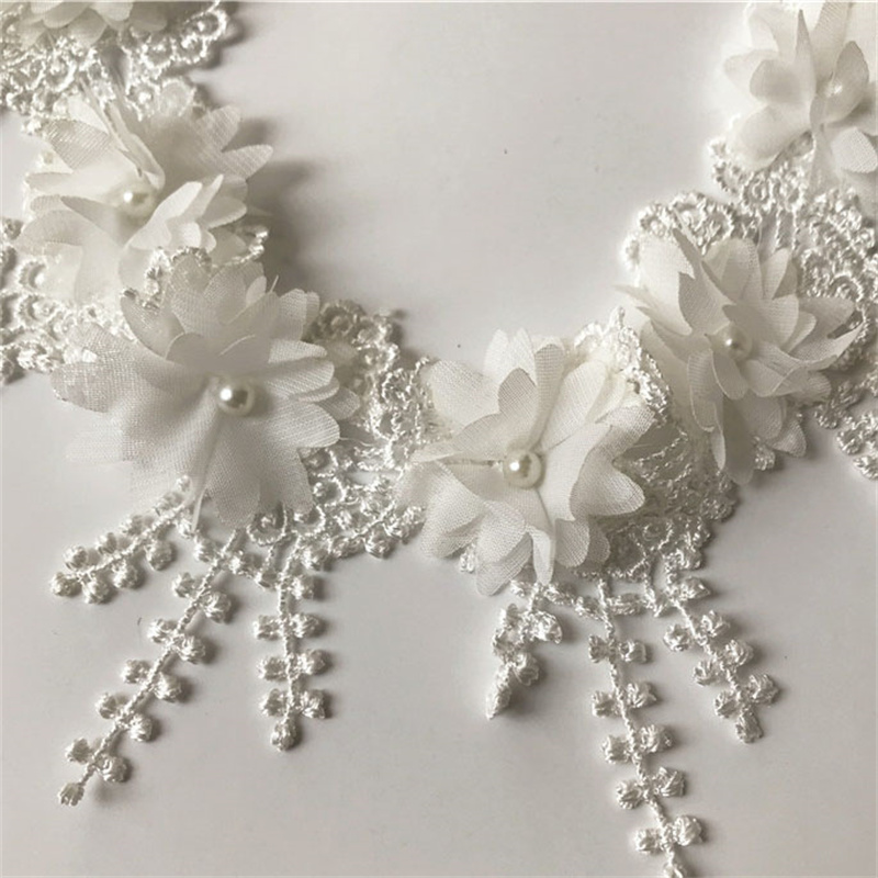 Tassel Water Soluble Lace Chiffon Beaded Flower Clothing Coat and Cap Skirt Accessories Accessories in Stock - 图片 8