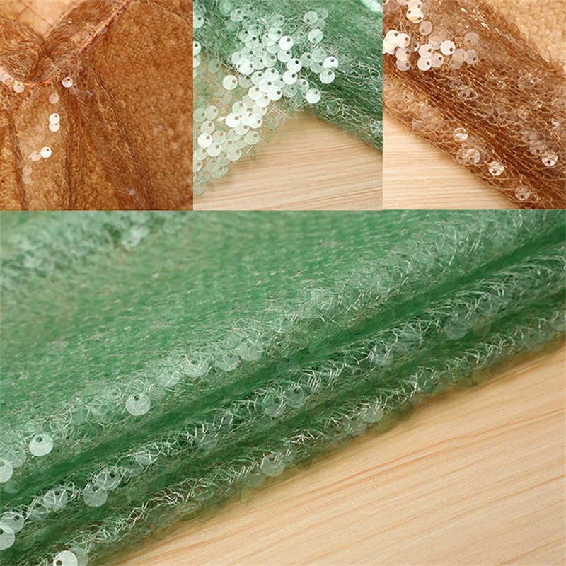 Transparent Gold Sequined Chip Fabric DIY Solid Color Sequin Fabric Polyester Cloth - 图片 4