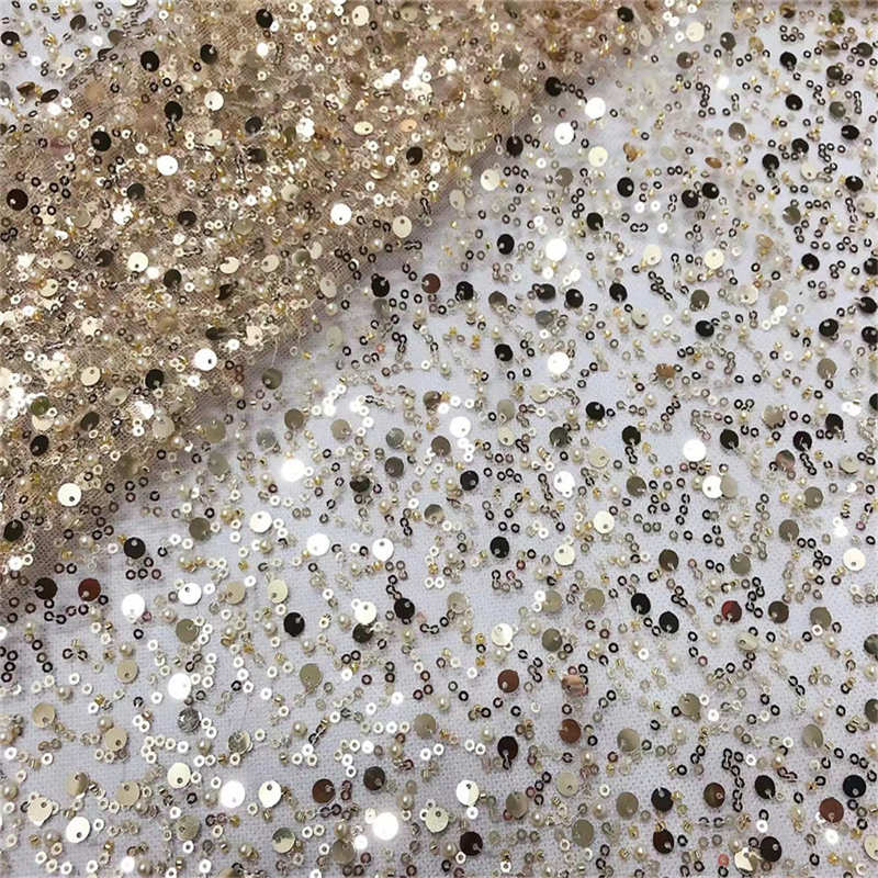 Pearl Sequined Fabric Mesh Pearl Embroidery Fabric DIY Clothing Adjuvant - 图片 8
