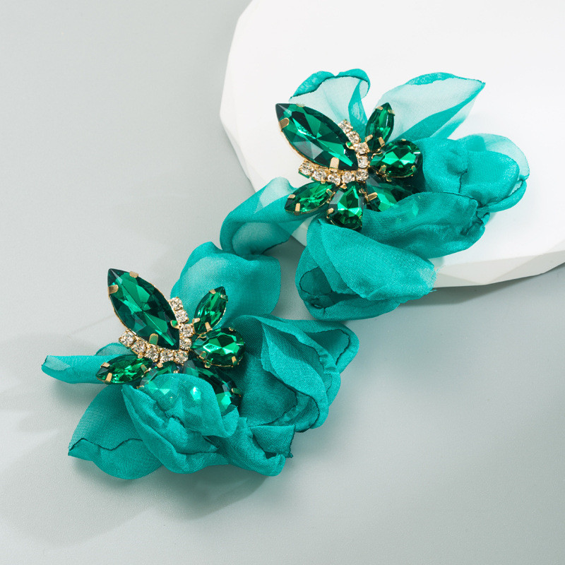 Creative Lace Flower Earrings Alloy Diamond Stud Earrings Retro Elegant High Sense - 图片 10