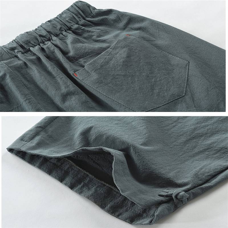 Mens 3/4 Long Length Shorts Casual Loose Elastic Waist Linen Capri Sport Pants - Image 17