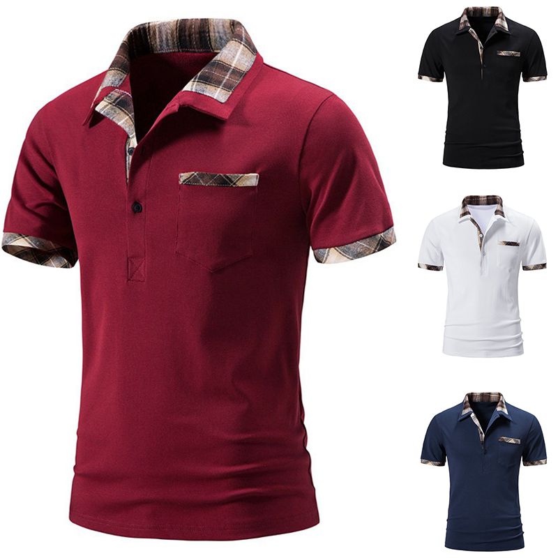 Mens Shirts Short Sleeve Tee Top Summer Casual Muscle Golf Plaid T-Shirt UK - Image 13