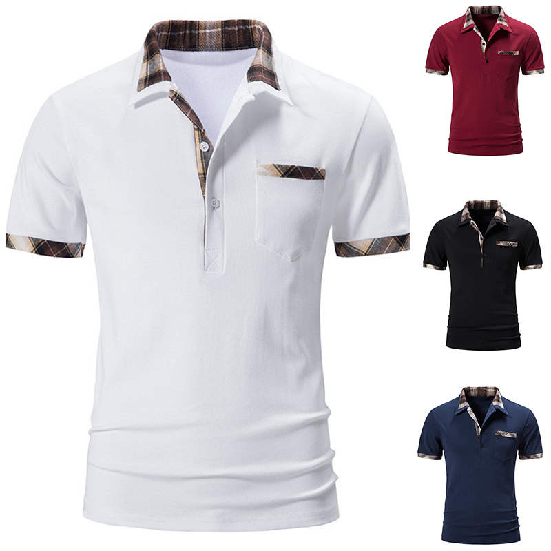 Mens Shirts Short Sleeve Tee Top Summer Casual Muscle Golf Plaid T-Shirt UK - Image 14