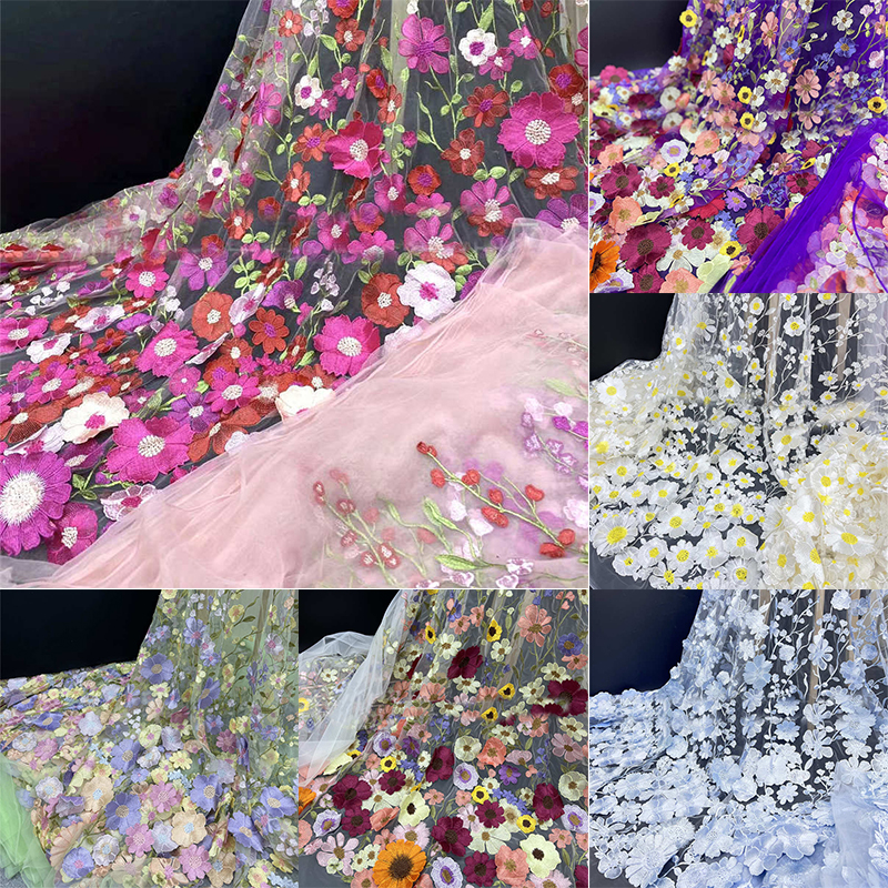 Flower Three-Dimensional Mesh Lace Embroidery Fabric DIY Evening Dress Fabric Lace - 图片 15