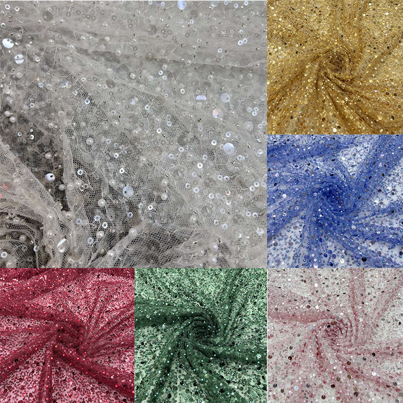 Pearl Sequined Fabric Mesh Pearl Embroidery Fabric DIY Clothing Adjuvant - 图片 17