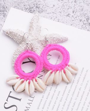 Buy 3 Get 50% Off Original New Fashion Boho Beach Shell Crochet Earrings Large Circle Shell Tassel Dangle Drop Earring For Women