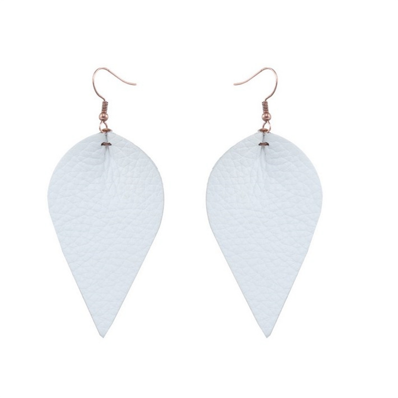 Handmade Leather Earrings Boho Leaf Teardrop Dangle Ear Stud Jewelry Women - 图片 9