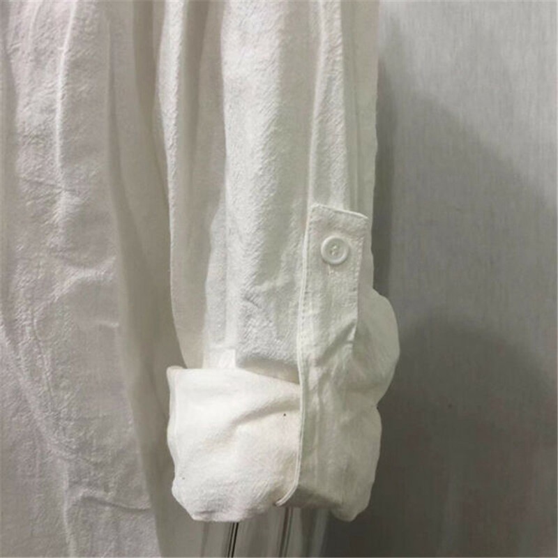 Mens Short Sleeve Linen Shirts Summer Solid Loose Casual Dress Shirt Blouse Tops - 图片 9