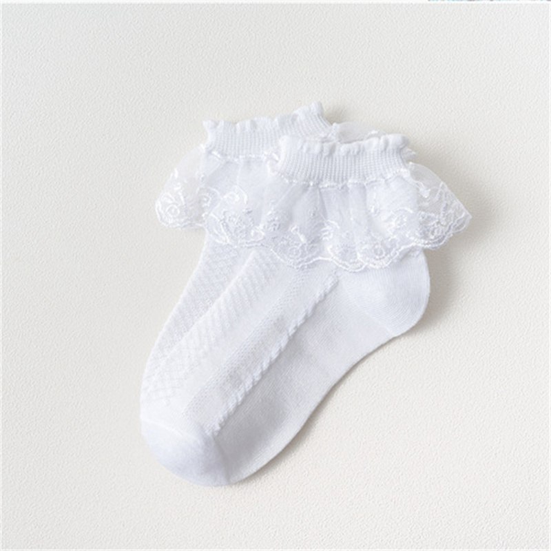 Children's Lace Socks Girls' Cotton Socks Spring and Autumn Thin Summer Japanese Lace Princess Short Socks Baby White Dance - 图片 16