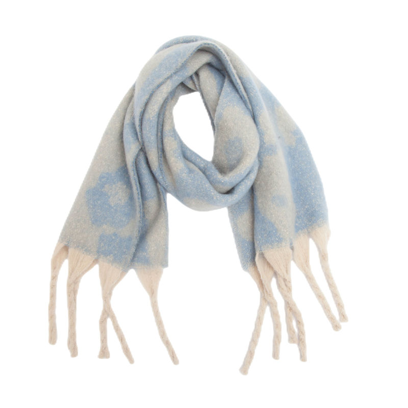 Shawl Winter Circle Yarn Coarse Tassel Jacquard Large Leopard-Print Scarf Keep Warm - 图片 22