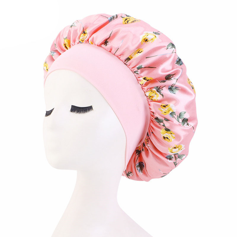 Pansy Type Satin Wide Brim Nightcap Shower Cap Beauty and Hairdressing Hat - 图片 21
