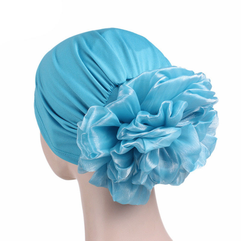 Women's Big Flower Elastic Fabric Sleeve Cap Chemotherapy Hat Muslim Headscarf - 图片 17