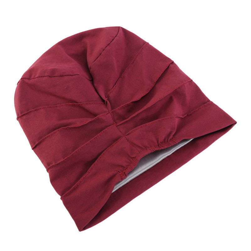 Double-Layer Satin Lined Chemotherapy Cap Women's Pullover Cap Nightcap Cotton Confinement Cap - 图片 14