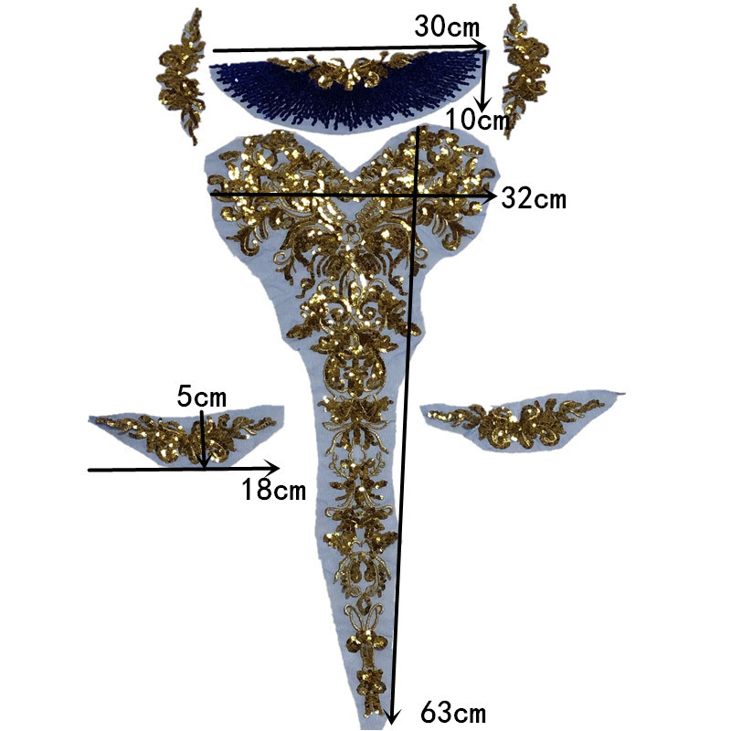 Gold Sequin Gauze Embroidered Lace Cloth Sticker Clothes Skirt Decorative Large Patch Accessories - Image 11