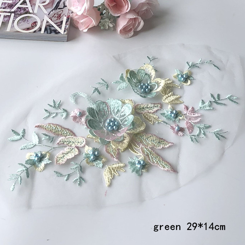 Three-Dimensional Flower Embroidered Cloth Stickers Beaded Mesh Lace Patch Wedding Dress Dress Clothing Decoration Accessories - Image 11