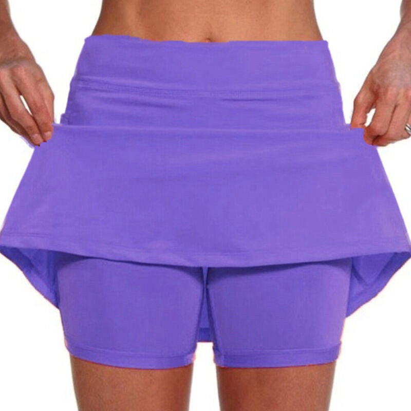 Plus Size Women Sports Skort Ladies Yoga Gym Running Shorts Mini Skirt Dress - 图片 12
