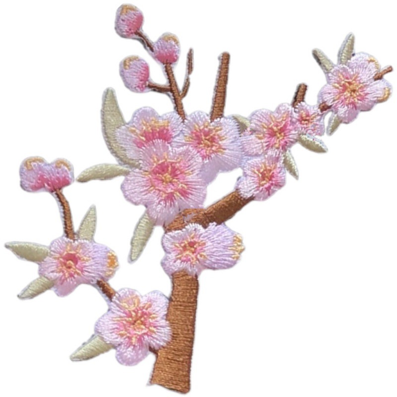 Pink Plum Blossom Embroidery Cloth Stickers Patch Hole Clothes Skirt Cheongsam Decoration Accessories Diy Adhesive - 图片 13