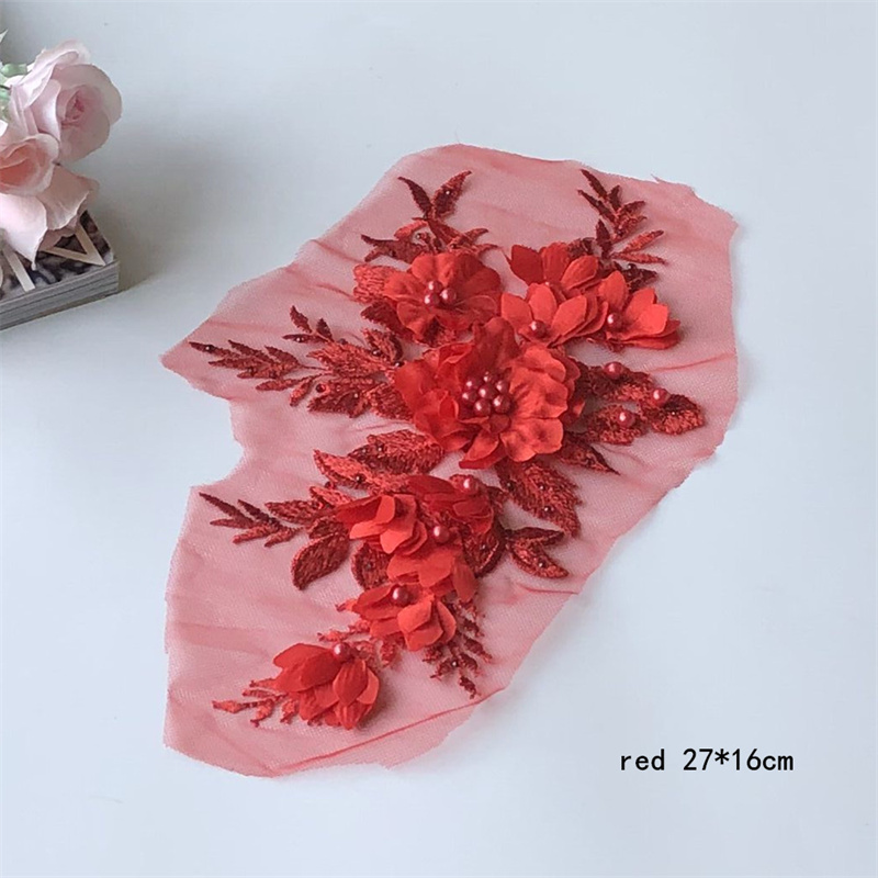 Three-Dimensional Flower Mesh Embroidered Cloth Stickers Beaded Lace Wedding Dress Children's Clothes Dress Patch Decoration Accessories - 图片 11